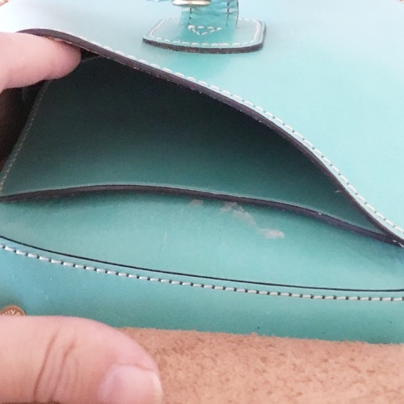 DOONEY and BOURKE Authentic Vintage Turquoise Leather Crossbody Shoulder Bag - Picture 9 of 9